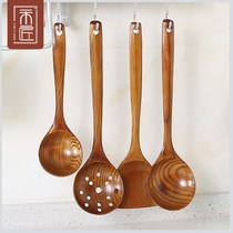 Creative Long Handle Thick Wooden Large Soup Spoon Japanese Home Solid Wood Porridge Spoon Rice Spoon Kitchen Cooking Spoon