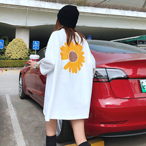 Clearance special new Korean version of loose printing medium and long short sleeve t-shirt womens base coat bf Harajuku body tide tide