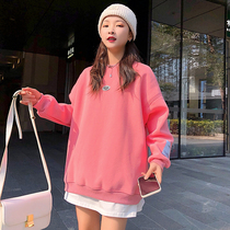 2021 autumn and winter New Hong Kong flavor loose label letter thin pullover sweater women long sleeve round neck casual top