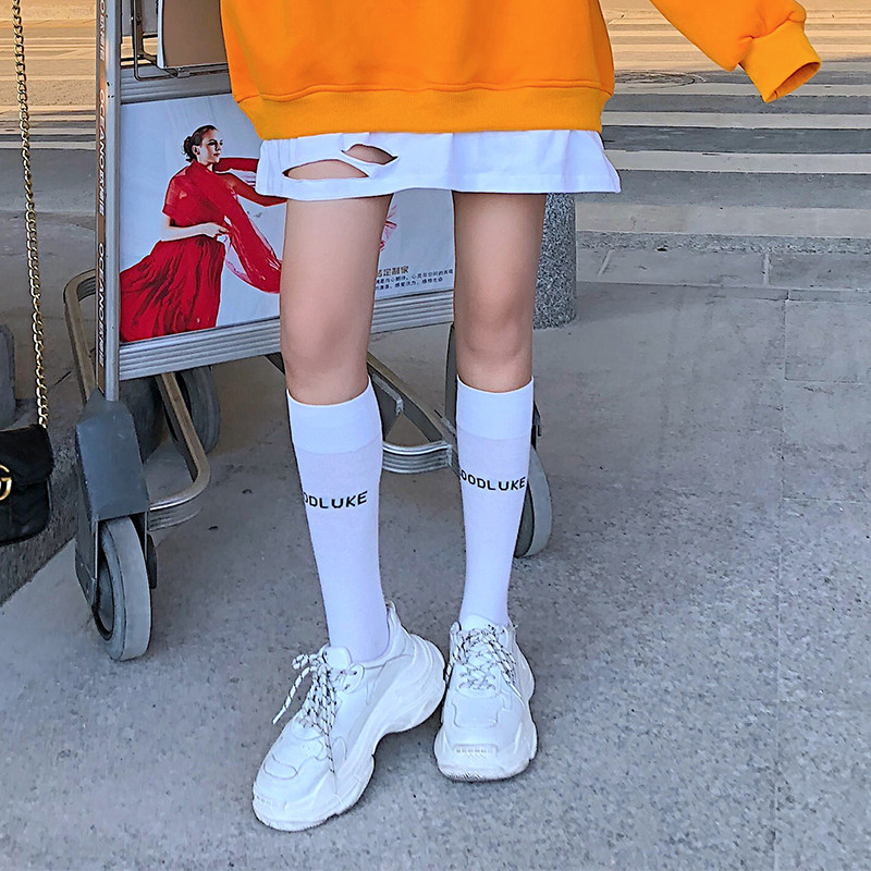 2023 Autumn Winter New Korean Version Women's Middle Stocking Academy Wind Day Series Letters Cotton Socks Pile Socks stockings Sox-Taobao
