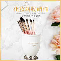After charm white embossed makeup brush tube beauty collection bucket large makeup brush bucket eyebrow brush barrel desktop storage box