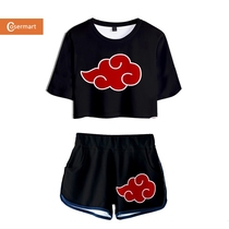 Naruto navel set super short-sleeved shorts anime peripheral clothes Sasuke Uzhibo two-dimensional T-shirt