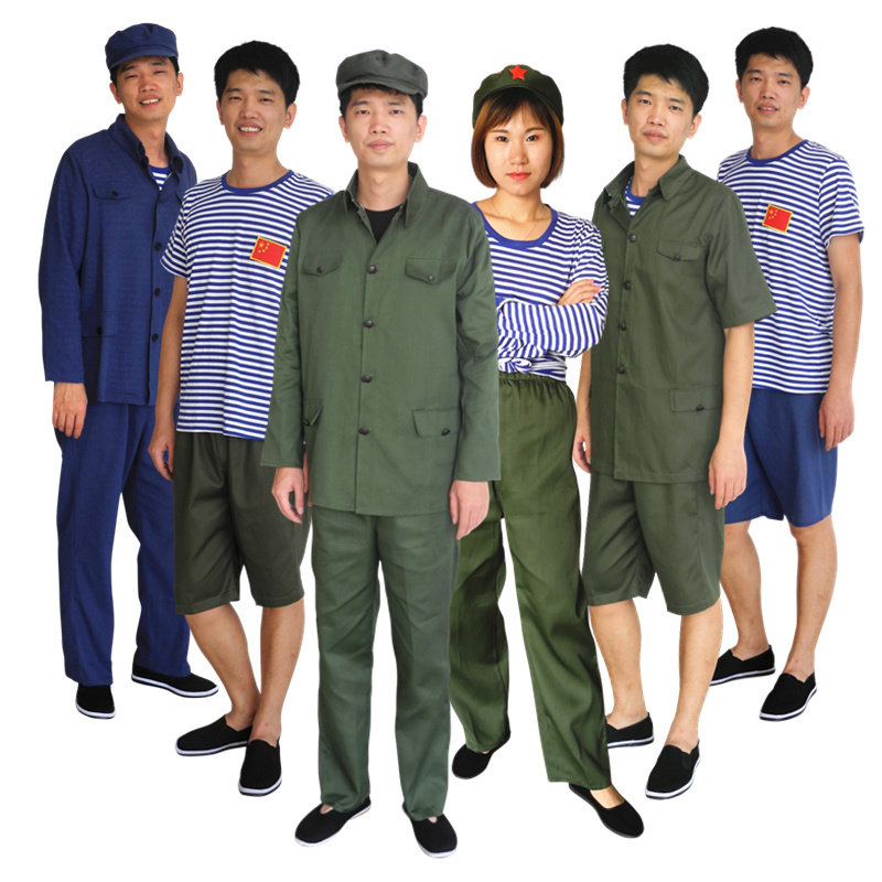 60年代懷舊服裝70同學聚會裝男知青衣服工人演出服海魂衫套裝復古