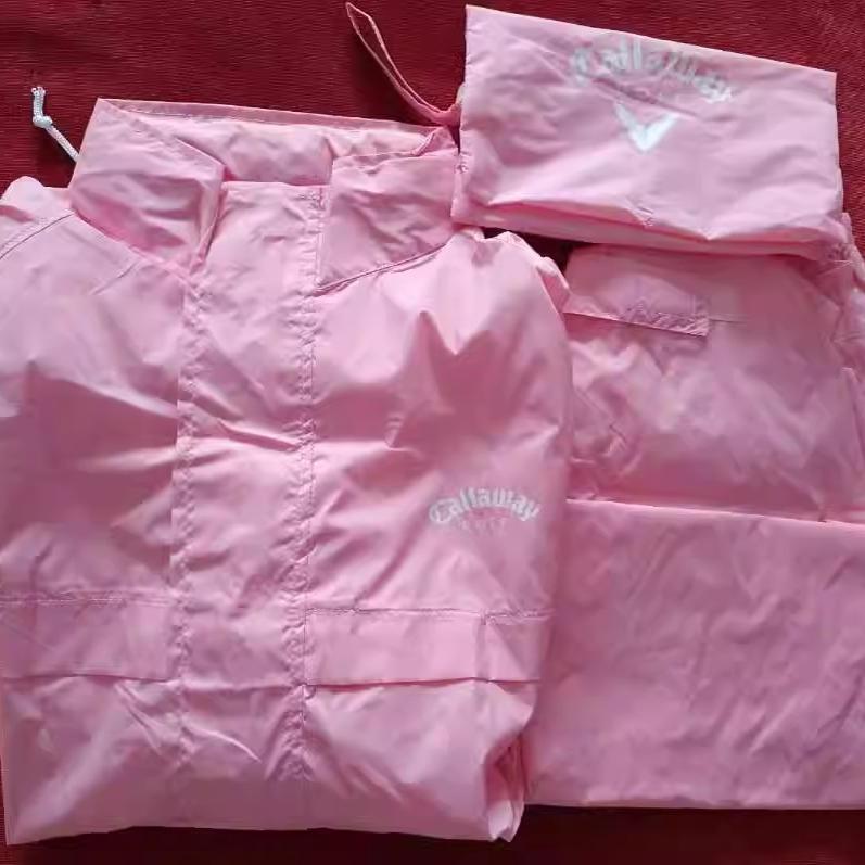 Golf Golf Raincoat and Rain Pants Long-Sleeved Long Pants with Hat Two-Piece Set Women's Suit Pink Outdoor Rain Gear