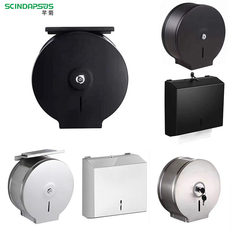 Paper Towel Box Qianju Stainless Steel Wall-Mounted Tissue Holder Bathroom Toilet Paper Rack N-Fold Paper Dispenser