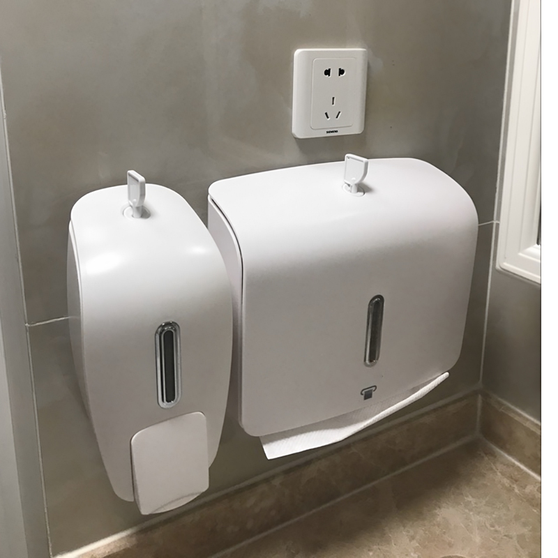Paper Towel Dispenser Abs Nail-Free Wall-Mounted Hand Towel Box Foam Soap Dispenser Soap Dispenser Liquid Dispenser Hand Washing Machine