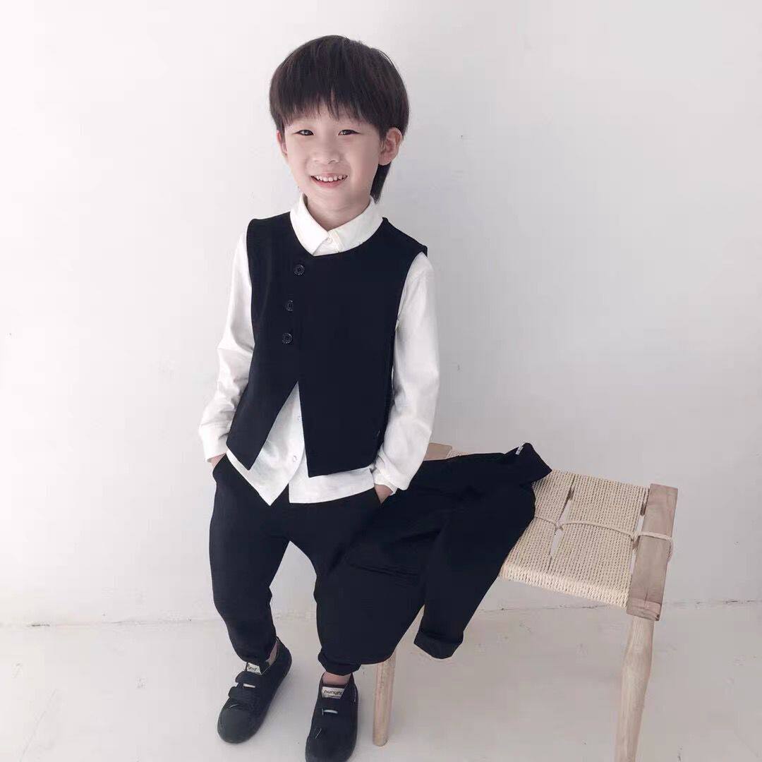 DORDO 21-year-autumn-style Japanese boy tuxedo Birthday Suit Vest Pants Suit