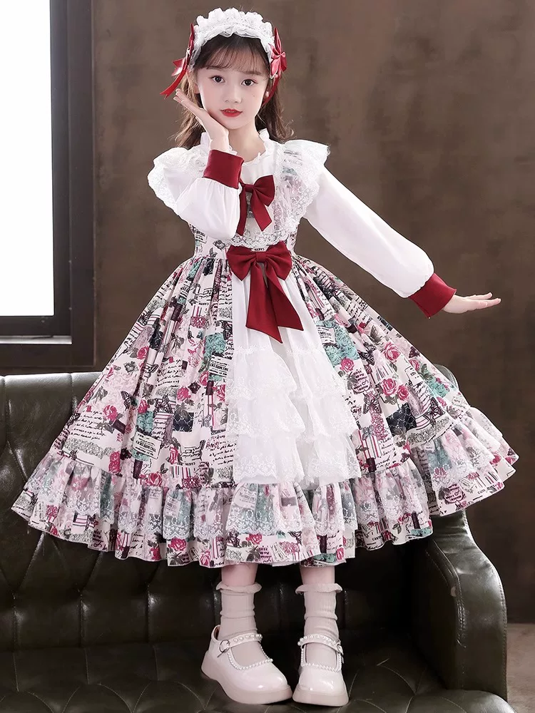 Осенний детский костюм принцессы, юбка, платье, стиль Lolita, для подростков, подарок на день рождения, западный стиль