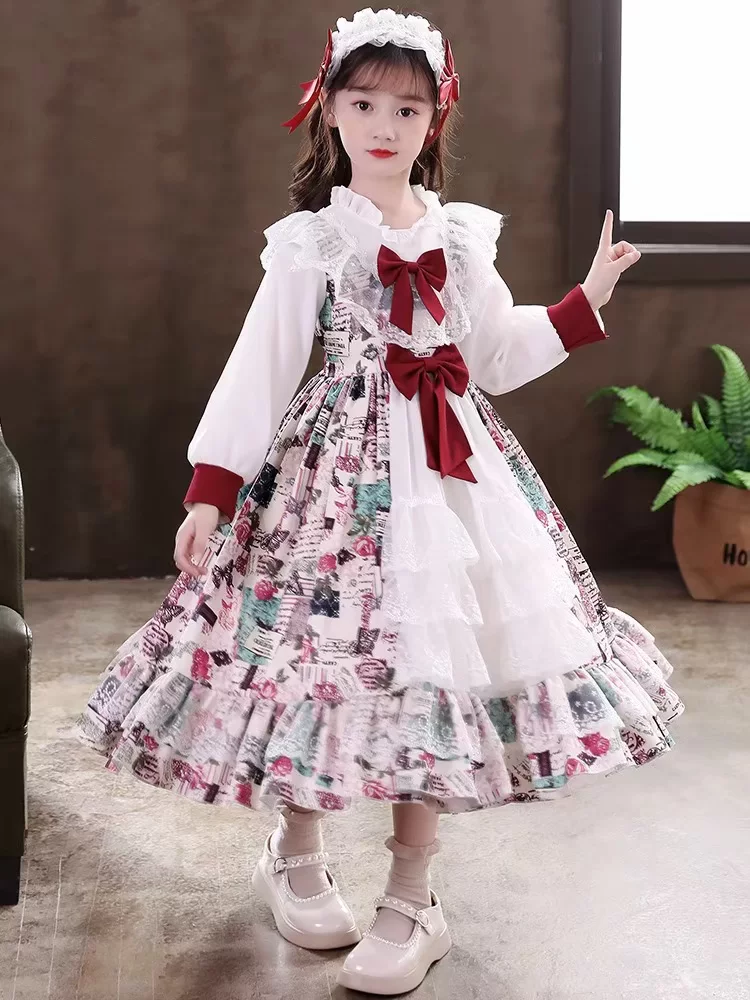 Осенний детский костюм принцессы, юбка, платье, стиль Lolita, для подростков, подарок на день рождения, западный стиль
