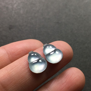 Natural burmese jade glass gourd earrings jewelry