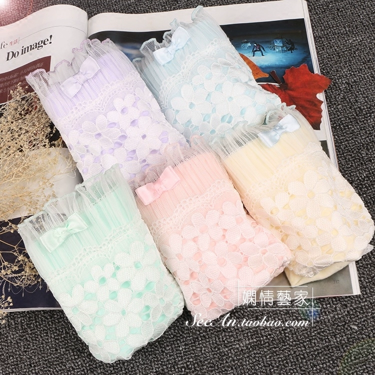 Đề nghị đặc biệt! Ba chiều ren hoa sịp Nhật Bản liền mạch cotton quần lót nữ thấp tầng đồ lót màu dễ thương - Giống cái