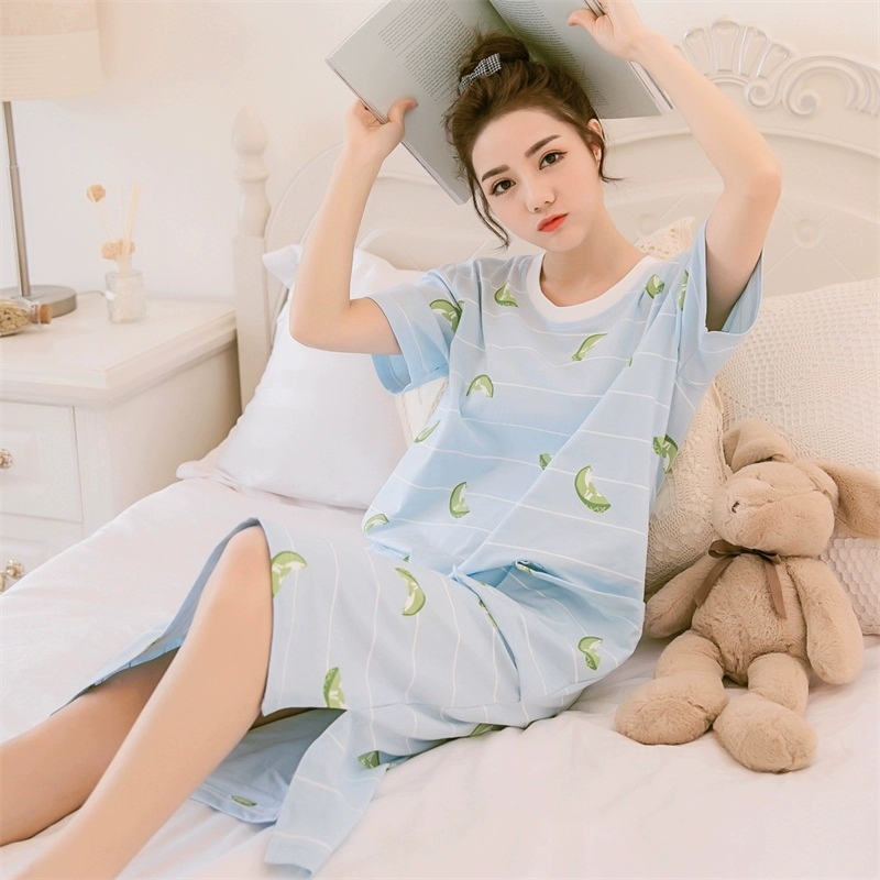 2020 váy ngủ nữ mùa hè cotton ngắn tay hoạt hình dễ thương Công chúa Hàn Quốc đồ ngủ ngọt ngào nữ phục vụ tại nhà mùa hè - Đêm đầm