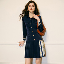 MAJE KARA2021 early spring French temperament Samei suit stitching contrast pleated dress commuter thin