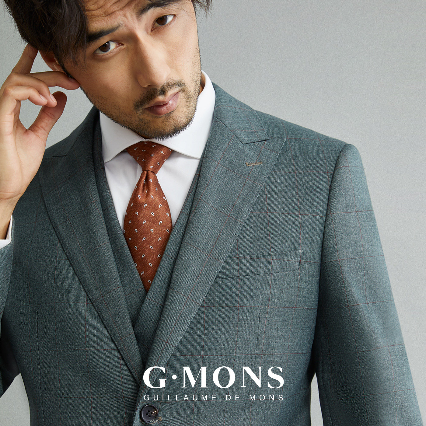 Giyo Mont Grey Green Plaid Suit Suit Men Business Casual Work Positive Dress Groom Wedding Suits-Taobao