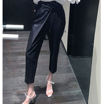 LIN CHAO ZHANG early spring album High waist oblique cut design asymmetric Chaplin suit ankle-length pants