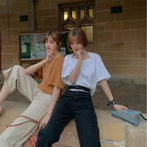 LIN CHAO ZHANG STYLISH LIGHT BREATHABLE KNITTED FABRIC TRI-color CHEST COLLAR T-shirt that breaks the rules