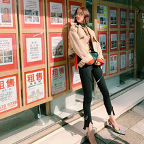 LIN CHAO ZHANG Little FAIRY seductive contrast lapel design capable temperament coat female