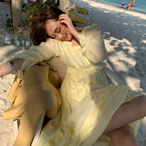 LIN embroidery Ruffle embroidery mid-length dress Female bump ruffle shirt set