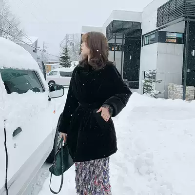 LIN CHAO ZHANG velvet cotton nv mian yi oversize cotton-padded jacket in long waist coat winter-music of the tide