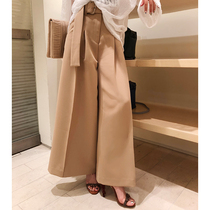 LIN CHAO ZHANG spring new temperament thin high-waisted flared LONG WIDE-leg PANTS WOMEN WITH BELT