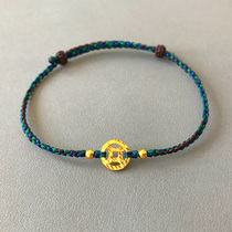 Ultra-fine red rope this year gold full gold gold mini coin gold coin hand woven tide couple red rope hand rope