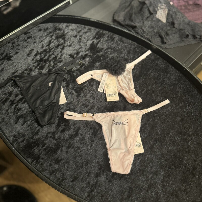 Counter Purchase Victoria's Secret Women's Sexy Thong with Pom-Pom, Thin Strap, Low-Rise, Seamless Underwear