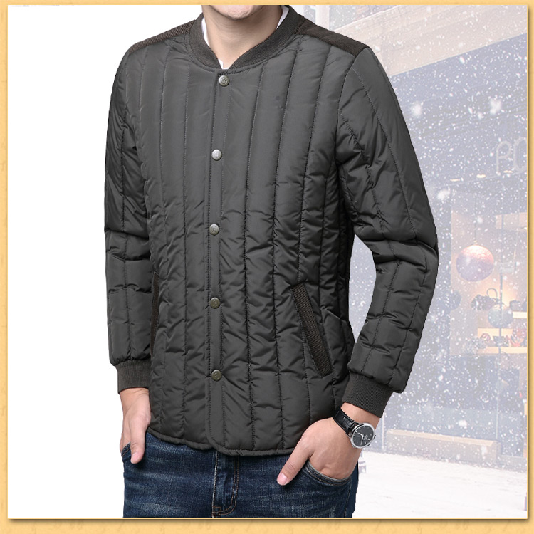Đàn ông trung niên cộng với nhung dày xuống đệm lót bố đứng cổ áo dài tay cotton cỡ lớn ấm áp áo khoác cotton mùa đông áo khoác jean nam