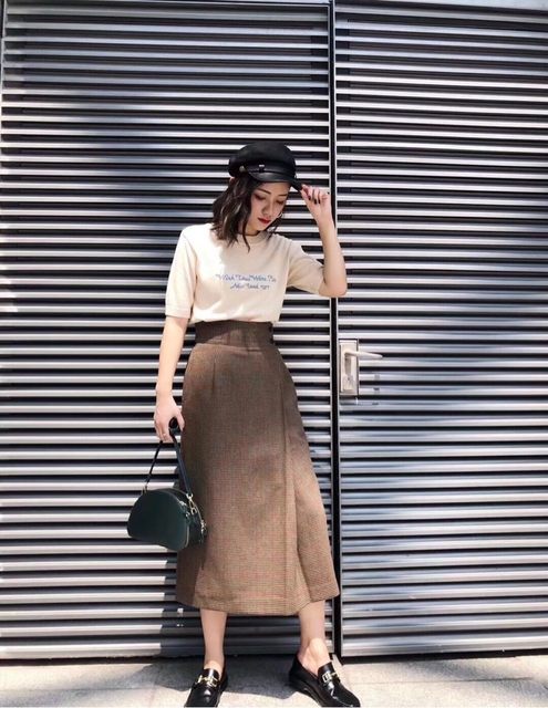 19ss Japanese Pure Yuan Cat Western Autumn and Winter High Waist Button Plaid Skirt