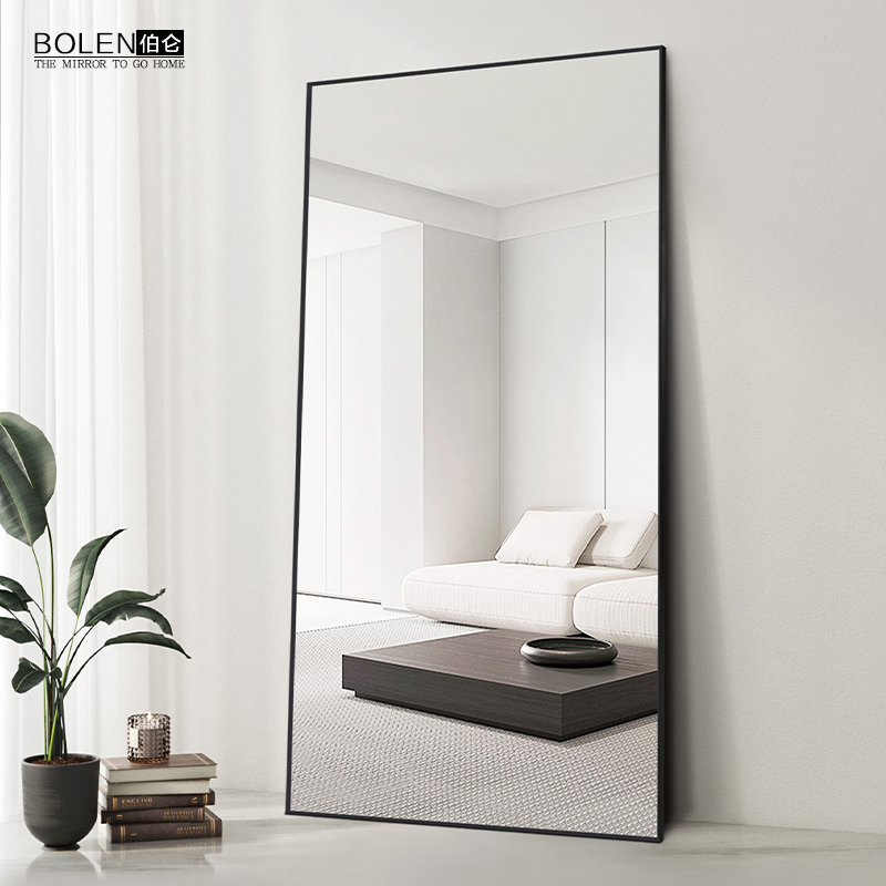 BOLEN simple dressing mirror full body mirror floor mirror fitting mirror movable clothing store mirror bedroom wall hanging