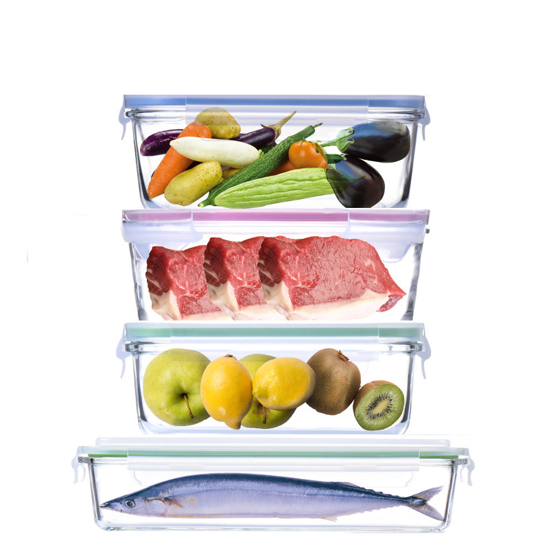 South Korea imports Glasslock large household glass fresh-keeping box refrigerator storage box large-capacity vegetable fish plate