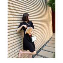 Li rice black sugar cheongsam Summer Retro Girl wind cheongsam female design sense Daily improved version black cheongsam