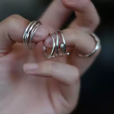 KONGLONGMOGU original independent design silver jewelry couple ring gift simple adjustment 925 silver needle ring