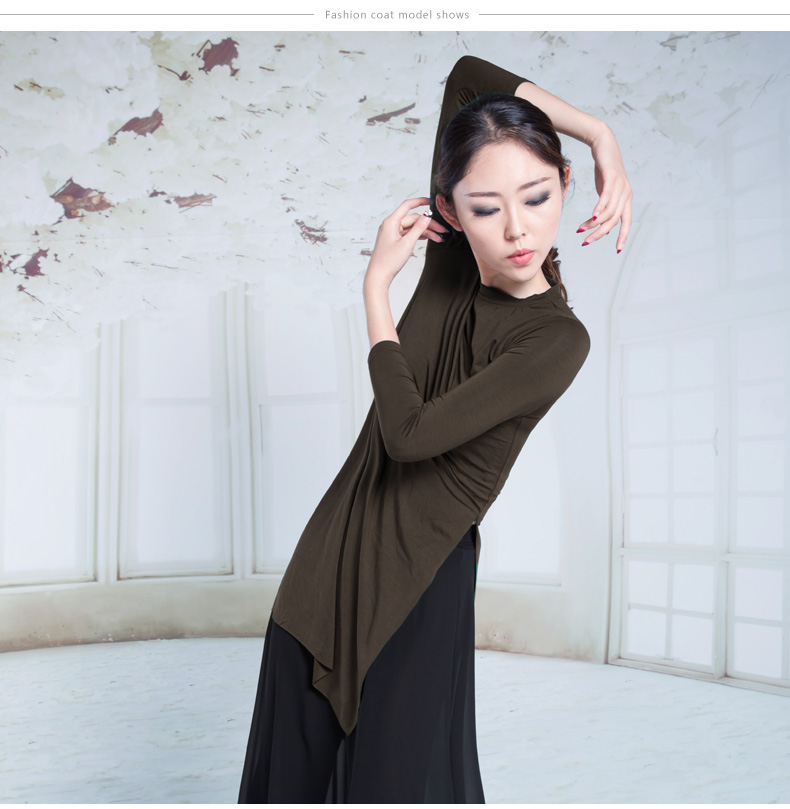 Giày đỏ quần áo khiêu vũ hiện đại Quần áo dài tập nữ phân chia quần áo cotton đánh bóng bảy điểm tay áo trang phục khiêu vũ 35990 - Khiêu vũ / Thể dục nhịp điệu / Thể dục dụng cụ giày nhảy khiêu vũ