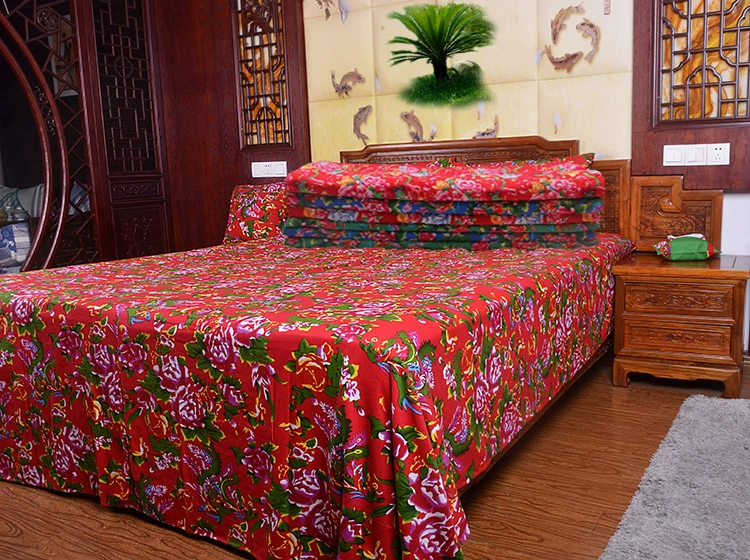 Đông Bắc hoa lớn chăn quilt bìa tấm vỏ gối cũ hoa vải giường ngủ váy hoa truyền thống vải bốn mảnh rayon - Quilt Covers