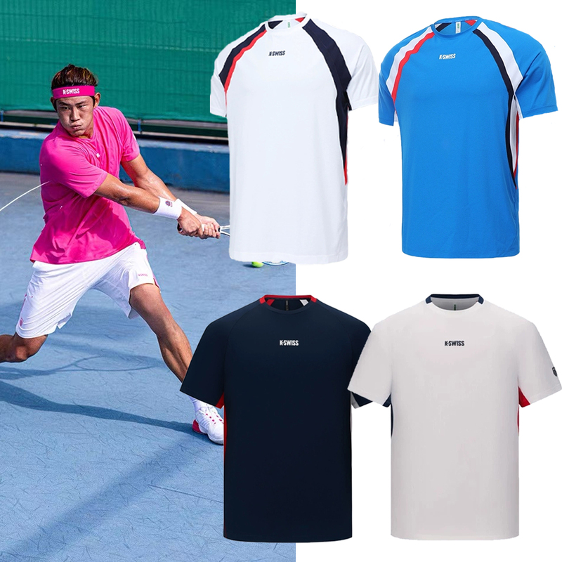 Kswiss Gishiwei Tennis Wear Men's 25 Years Zhang Zhizhen Same Style Sports Short Sleeve T-Shirt Shorts Suit Quick Drying Kswiss Gishiwei Tennis Wear Men's 25 Years Zhang Zhizhen Same Style Sports Short Sleeve T-Shirt Shorts Suit Quick Drying