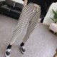 2024 Spring and Autumn Elastic Waist Drawstring Striped Casual Pants Harem Pants Carrot Pants Eighty-Nine-Point Pants Women b