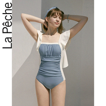 Large Fishing Great Dew Back Fresh Lotus Leaf Side Triangle Conjoined Swimsuit With Tucked Belly Expats Slim Spa Holiday Swimsuit Woman