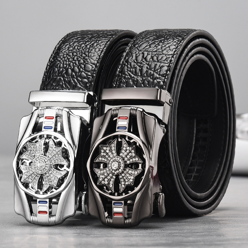 Trendy Men's Leather Belt with Automatic Buckle, Same Style as Popular Influencers, Suitable for Young People, Business Style, Fashionable Belt