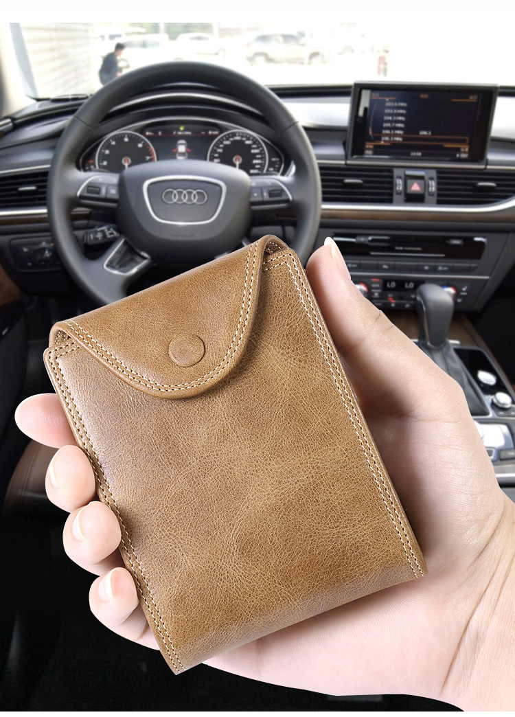 Bàn chải chống trộm da giấy phép lái xe da nam nam đa chức năng thẻ thẻ giấy phép lái xe thẻ bộ xe máy mỏng da - Chủ thẻ ví đựng thẻ cho nữ