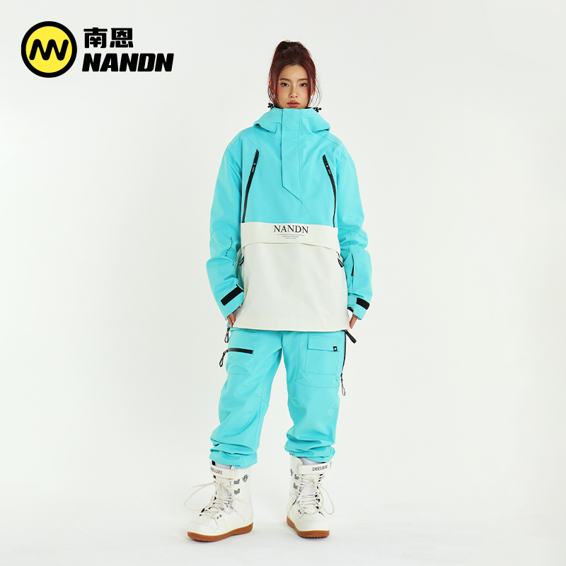 Clearance Sale: Nanen Ski Clothing for Men and Women, Single-Board and Double-Board, Hooded, Color-Blocked, Windproof, Waterproof, Outdoor Winter Ski Pants Set