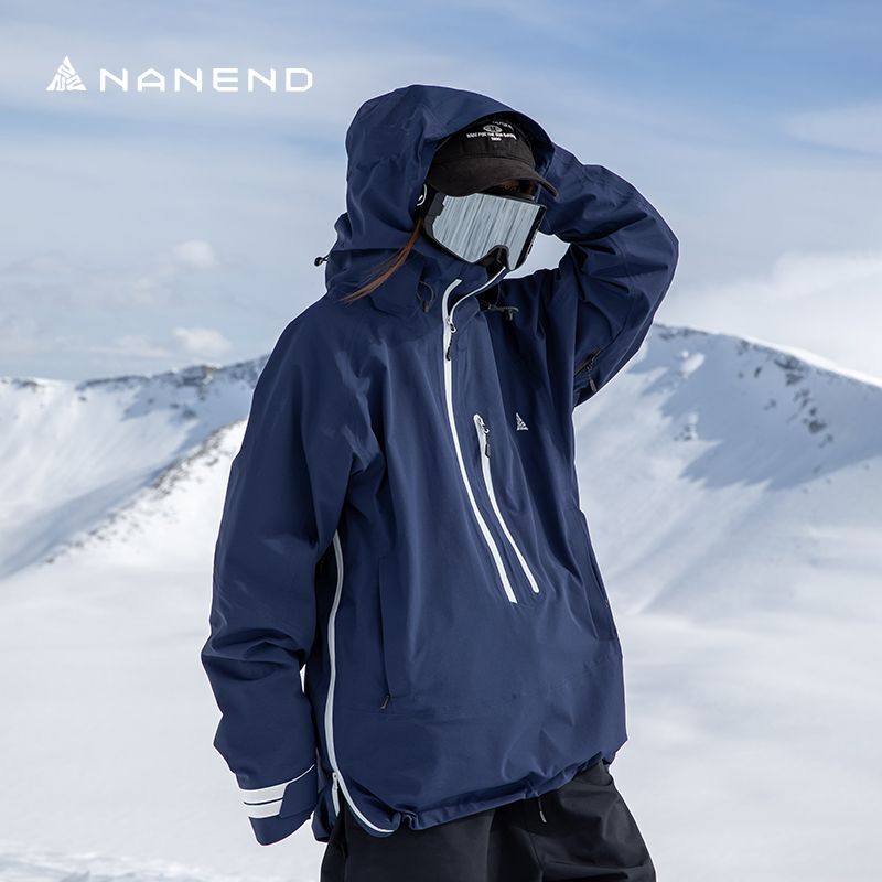 Nanen Ski Jacket for Women, Half-Zip Loose Ski Jacket, Waterproof, Windproof, Warm Coat, Men's Snowboard Jacket Top