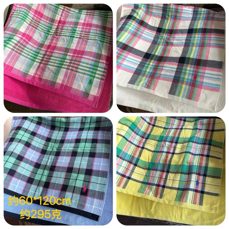 Exported to Japan, Original Pure Cotton Gauze Plaid Bath Towel, 100% Cotton, Soft and Thick, with Horse Embroidery Exported to Japan, Original Pure Cotton Gauze Plaid Bath Towel, 100% Cotton, Soft and Thick, with Horse Embroidery