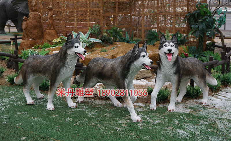 Animal sculpture Husky sled dog Erha model fiberglass simulation animal puppy sculpture resin