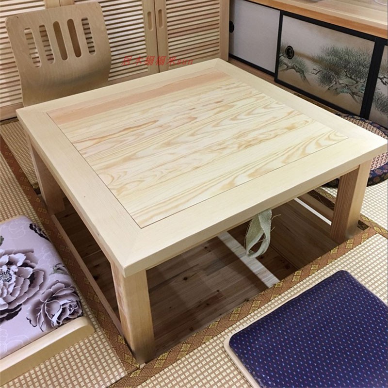Promotion tatami swivel table Rotation table Dingding tatami solid wood swivel table pine wood and room table table