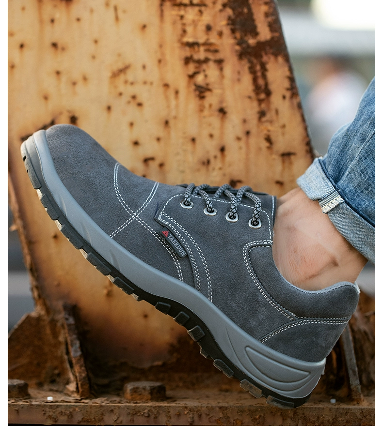 Labor protection shoes for men, anti-smash and anti-puncture, steel toe cowhide, welder work, non-slip, winter shoes, solid bottom, wear-resistant