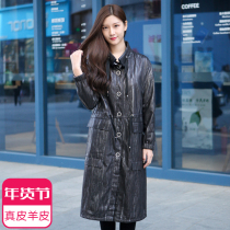 Sheepskin leather leather clothing women long coat 2021 Winter Korean version of loose windbreaker tide new womens Leman