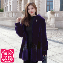 Whole leather Rex Rabbit plus mink fur coat female rabbit plush mink coat Loman 2021 Winter New Long