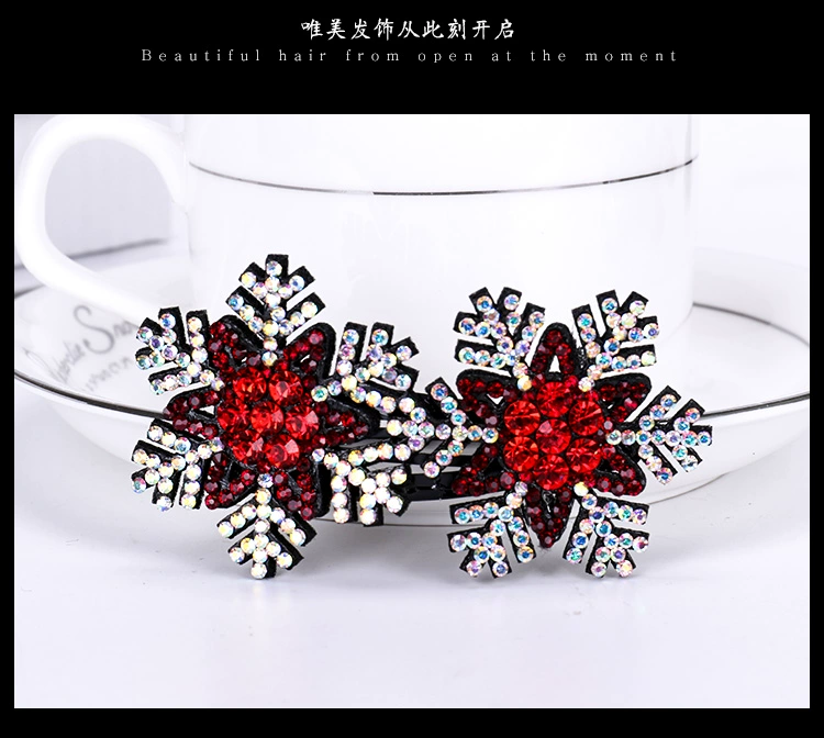 Phiên bản Hàn Quốc của bông tuyết rhinestone bb bên clip lady mái ngố kẹp tóc gãy kẹp cô gái bóng đầu tấm tóc trang sức từ cặp clip - Phụ kiện tóc