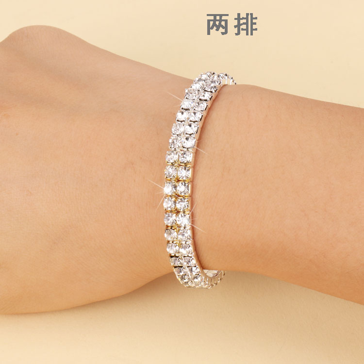 Phiên bản tiếng Hàn của màn trình diễn múa sáng bóng đầy đủ rhinestone căng đơn giản vòng tay nữ sinh viên nhỏ vòng tay bạc tươi vòng phong thủy