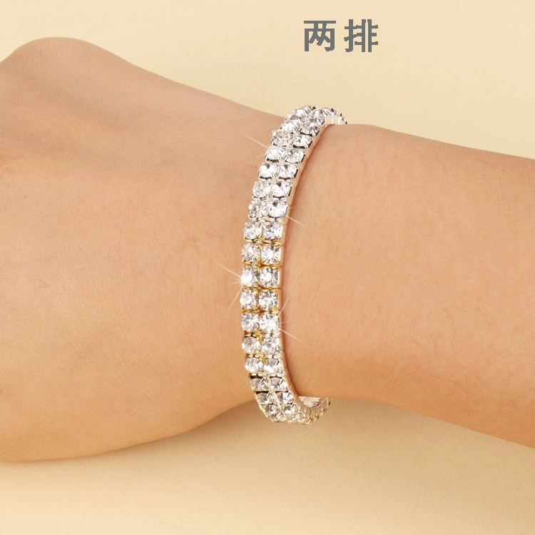 Phiên bản tiếng Hàn của màn trình diễn múa sáng bóng đầy đủ rhinestone căng đơn giản vòng tay nữ sinh viên nhỏ vòng tay bạc tươi